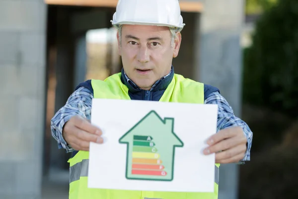 Construction Worker Energy Certificate — Stock Photo, Image