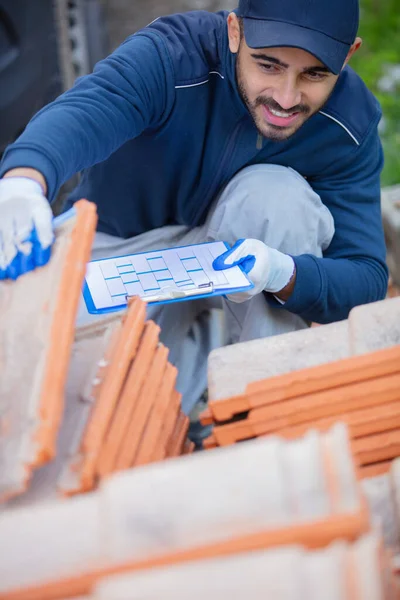 Young Man Working Bricklayer — Stock Photo, Image