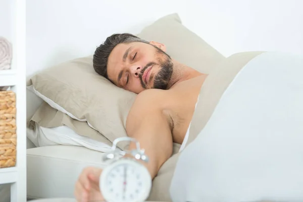 Hombre Dormido Cama — Foto de Stock