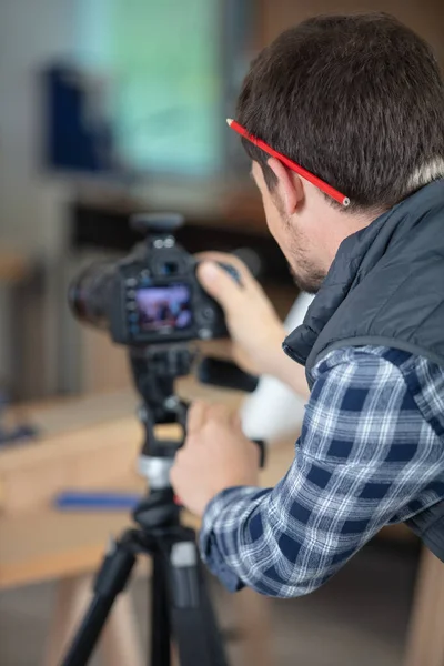 Jonge Architect Fotograaf Aan Het Werk — Stockfoto