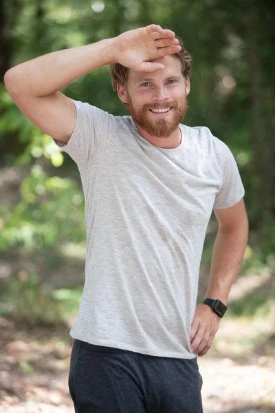 Tired Jogger Park Having Break — Stock Photo, Image