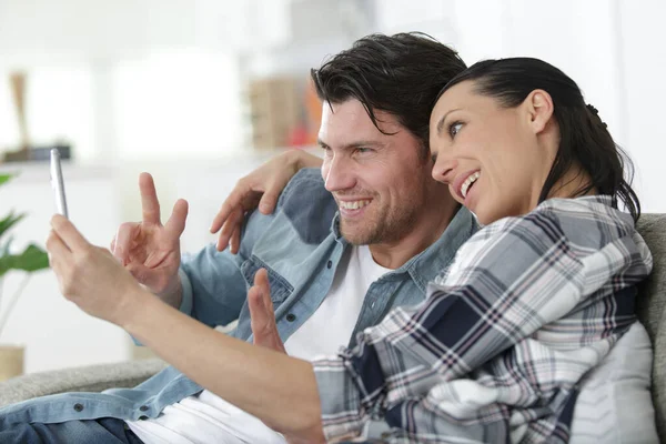 Glad Lekfull Charmig Kärlek Testa Med Selfie — Stockfoto