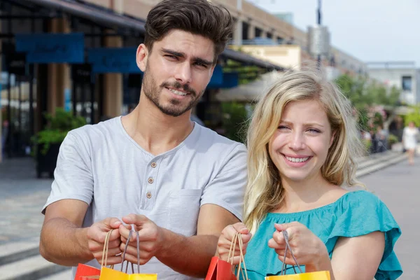 Vrouw Man Het Winkelen — Stockfoto