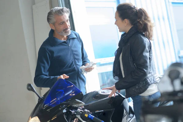 Conversation Motorbikes Work — Stock Photo, Image