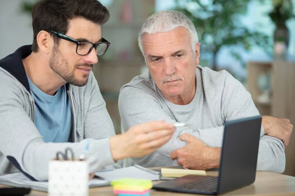 Father Mature Son Looking Together — Stock Photo, Image