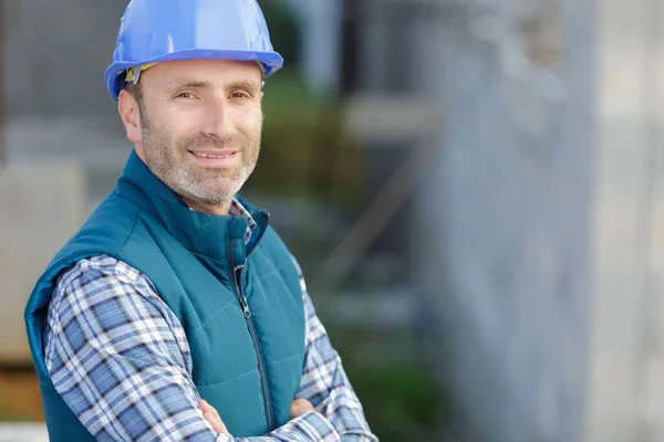 Retrato Retrato Trabalhador Construção Civil — Fotografia de Stock