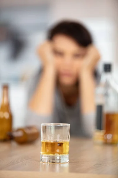 Young Beautiful Woman Drinking Alcohol — Stock Photo, Image