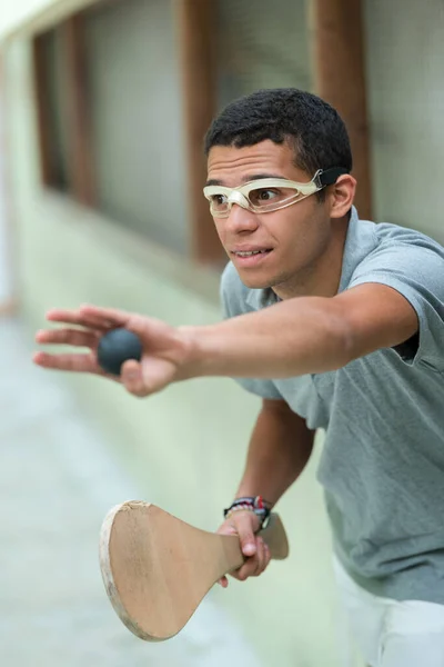 Een Man Tijdens Squash Game Training — Stockfoto