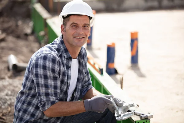 Trabalhador Construção Civil Estaleiro — Fotografia de Stock