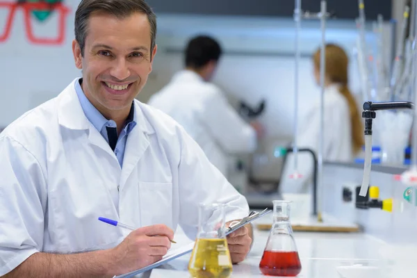 Handsome Teacher Chemistry Working Laboratory — Stock Photo, Image