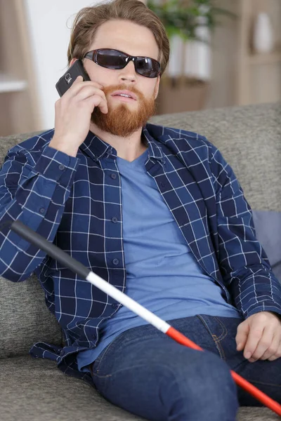 Blind Man Telefon — Stockfoto