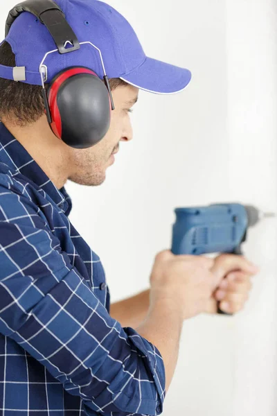 Young Worker Drill — Stock Photo, Image