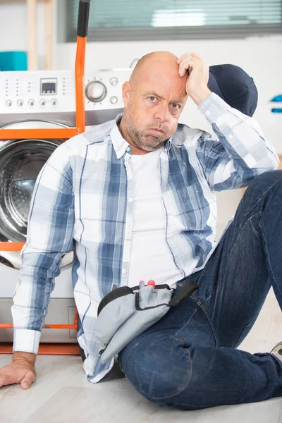 Exhausted Man Having Hard Time Work — Foto Stock