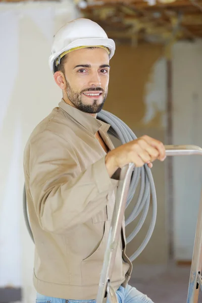 Portrait Tradesman Stepladder — Stock Photo, Image