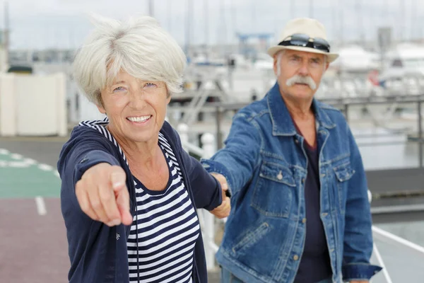 Senior Par Promenader Nära Havet — Stockfoto