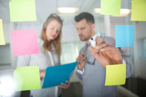 Business People Meeting Office Use Post Notes — Stock Photo, Image