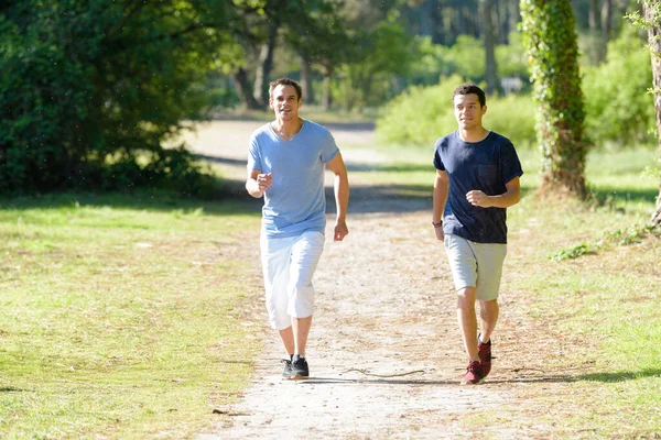 Dos Hombres Amigos Trotando Aire Libre — Foto de Stock