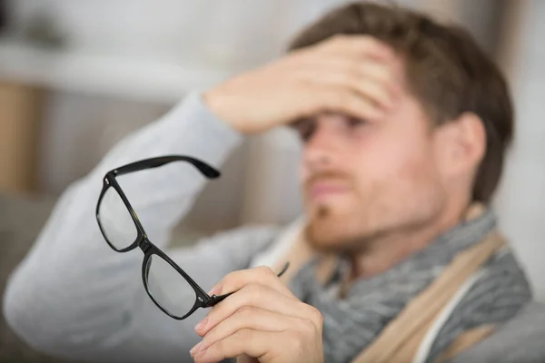 Handsome Man Working Late Home — Stock Photo, Image