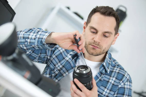 Reparar Câmera Slr Quebrado Centro Serviço — Fotografia de Stock