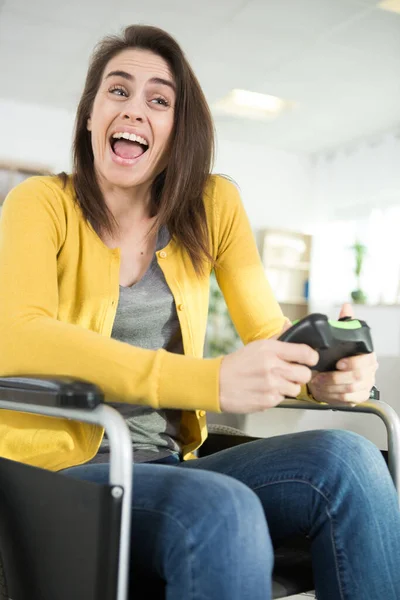 Disabili Gioco Femminile Videogioco — Foto Stock