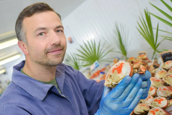 Een Krab Verkoper Markt — Stockfoto