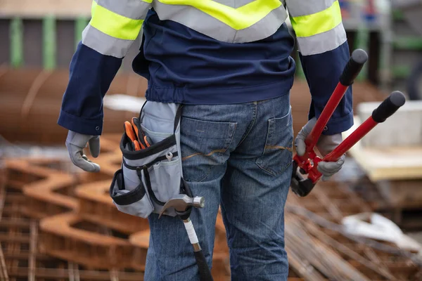 Beskärda Skott Byggmästare Byggarbetsplatsen — Stockfoto