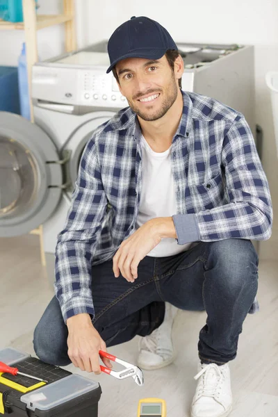 Portrait Smiling Repairman — Stock Photo, Image