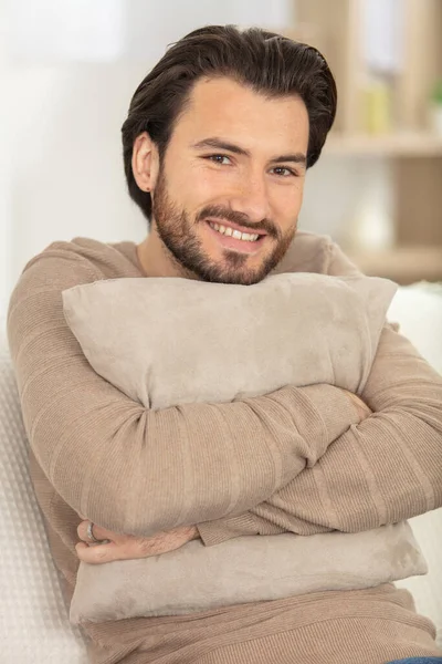 Horizontal Image Man Enjoying Resting Home — Stock Photo, Image