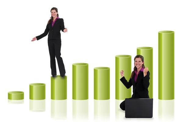 Successful businesswoman with a bar chart — Stock Photo, Image