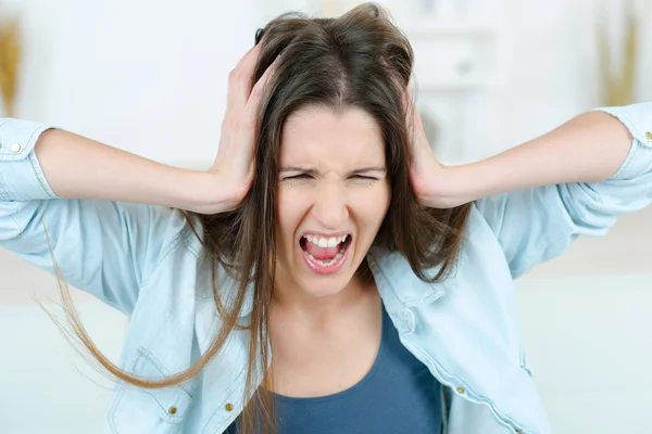 Stressed woman has had enouh — Stock Photo, Image