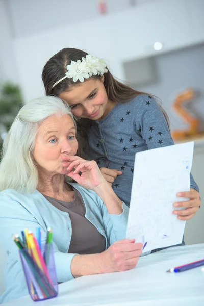 Drawing a special picture for grandma — Stock Photo, Image