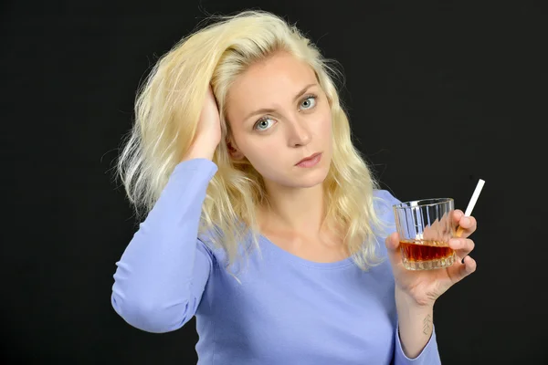 Alcoholic woman — Stock Photo, Image