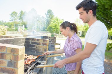 barbecue time and man clipart