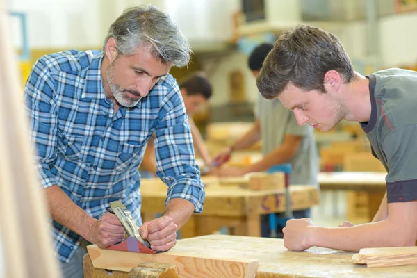 Arbeit mit Holz und Mensch — Stockfoto