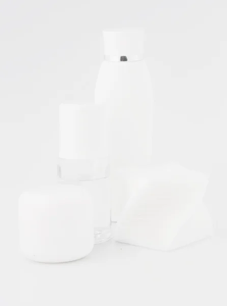 Zestaw biały pojemników kosmetycznych — Zdjęcie stockowe