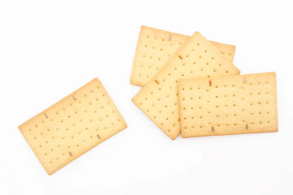 Galletas o galletas saladas sobre fondo blanco — Foto de Stock