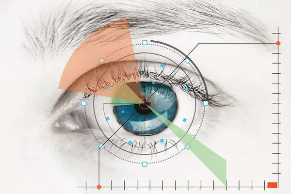 Escáner en ojo humano azul —  Fotos de Stock