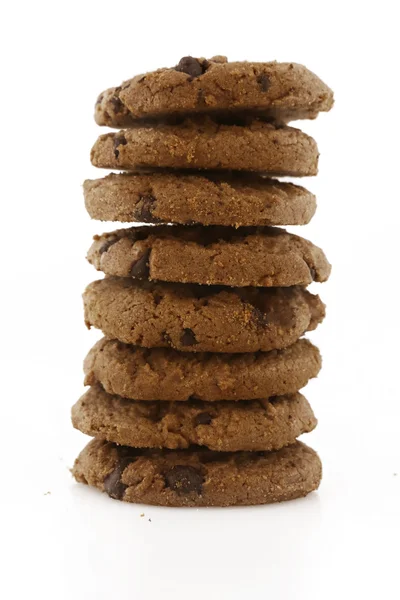 Schokolade hausgemachtes Gebäck Kekse isoliert auf weißem Hintergrund — Stockfoto