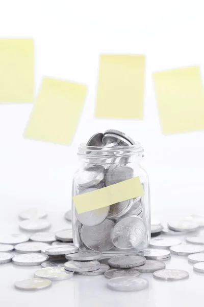 The financial reserves, coins in the glass jar - savings concept, — Stock Photo, Image