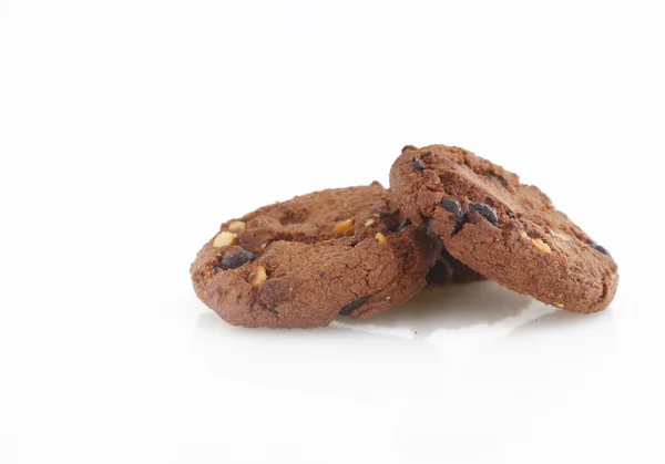 Chocolate homemade pastry biscuits isolated on white background — Stock Photo, Image