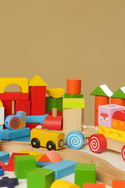 Красочные деревянные детские блоки. Экологичные, экологичные игрушки.