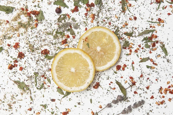 Dry Herbs Lemon Slices White Herbs Bulk Zero Waste Eco — Stock Photo, Image