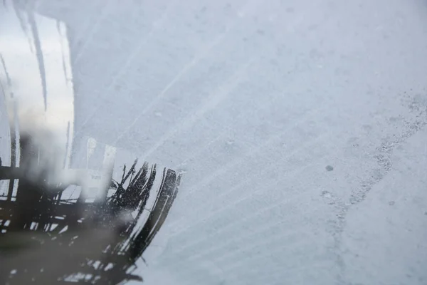 Close Afbeelding Van Een Auto Een Koude Bevroren Winterochtend — Stockfoto