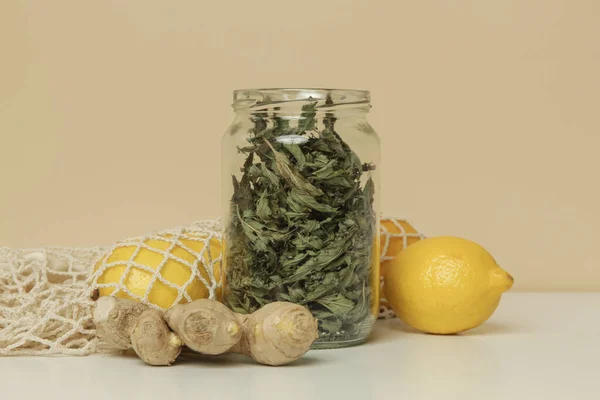 Chá Natural Ervas Sacos Granel Zero Resíduos Plástico Livre Conceito — Fotografia de Stock