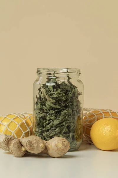 Chá Natural Ervas Sacos Granel Zero Resíduos Plástico Livre Conceito — Fotografia de Stock