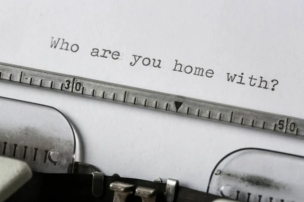 Who You Home Text Blank Paper Typed Vintage Typewriter — Stock Photo, Image