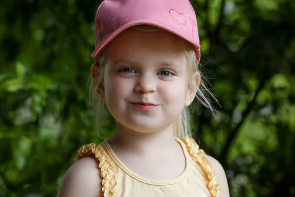 Outdoor Portrait Cute Smiling Years Old Girl — Stock Photo, Image