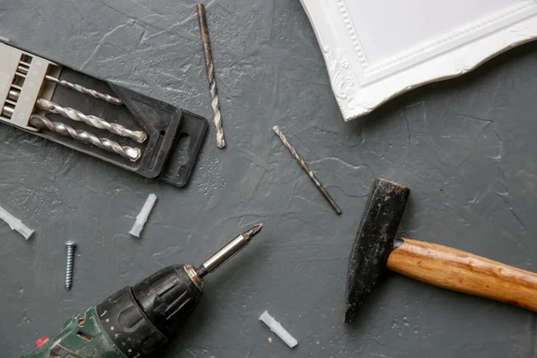 Gereedschap Houten Tafelblad Uitzicht Ambachten Hobby Uitrusting — Stockfoto