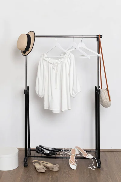 Moda Feminina Blusa Verão Branco Feito Algodão Orgânico Atelier Moda — Fotografia de Stock