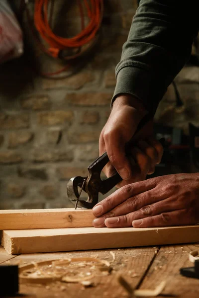 Carpenter Pulling Nail Carpenters Pincers — Stock Photo, Image